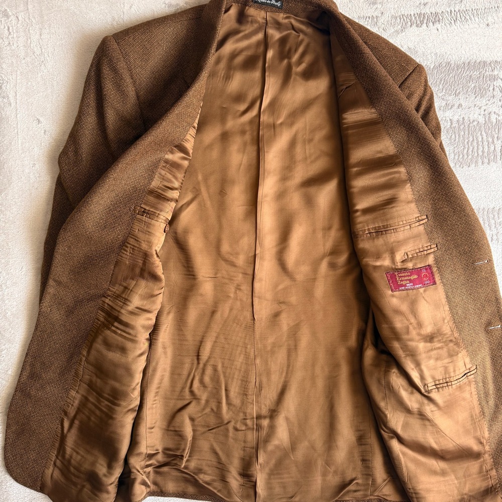 Vintage Ermenegildo Zegna Brown Cashmere Blazer Sport Coat Made in Italy 52 Mens - Picture 3 of 9